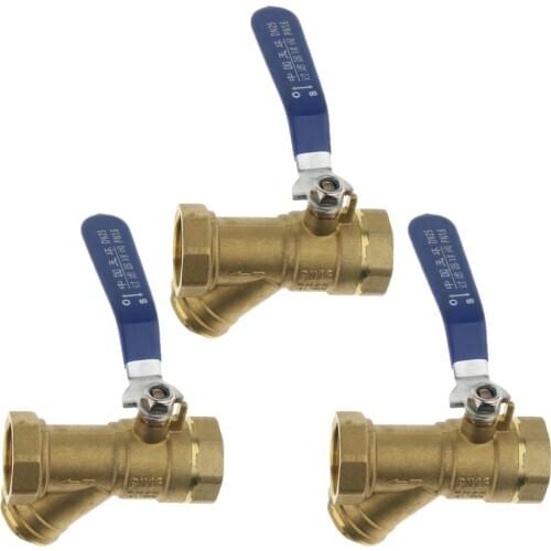 3Pcs 1'' Forged Brass Ball Valve with Strainer for Water Oil Gas / DN25