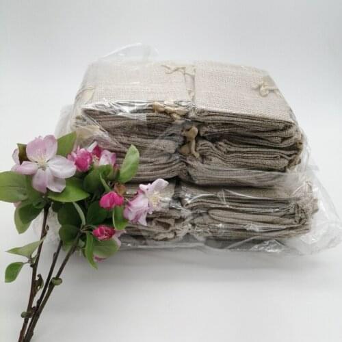 30pcs Silk Ribbon Cotton Gift Bag Linen Sack Jute Bags Drawstring Bag Muslin Webbing Candy Gift Packaging Bags DIY Storage Pouch