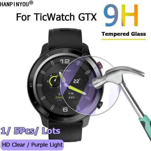 5 Pcs For Mobvoi TicWatch GTX Smart Watch HD Clear / Anti Purple Light 2.5D Toughened Tempered Glass Film Screen Protector Guard