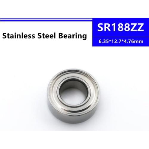 50/100pcs SR188ZZ 6.35*12.7*4.76mm Stainless Steel Deep Groove Ball Bearings 6.35x12.7x4.76mm inch bearing