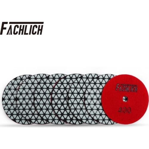 FACHLICH 7pcs/pk Dia 100mm/4" Dry Diamond Resin Bond Polishing Pads Grit 400 Flexible Sanding Disc For Granite and Marble