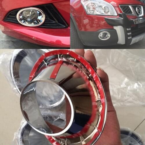 ABS Chrome Prective cover For Nissan Qashqai 2007-2009 New 2PC Front Fog Lights Lamp Mask Cover Molding Frame Ring Trim