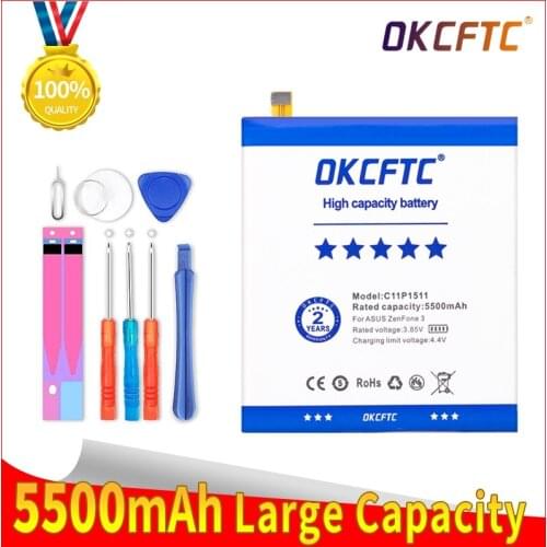 OKCFTC C11P1511 5500mAh Battery For Asus ZenFone 3 ZenFone3 ze552kl z012da/e Batteries