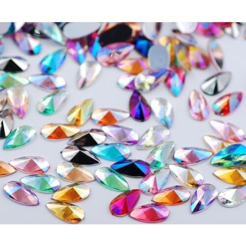 Wholesale price 8x13mm/9x18mm Tear Drop Shape Acrylic Rhinestones Glue On Flatback Pointed Stones Strass For Jewelry Making