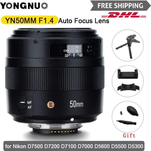YONGNUO 50MM F1.4N F1.4 Auto Lens Standard Prime AF/MF Lens for Nikon D7500 D7200 D7100 D7000 D5600 D5500 D5300 D5200 D5100