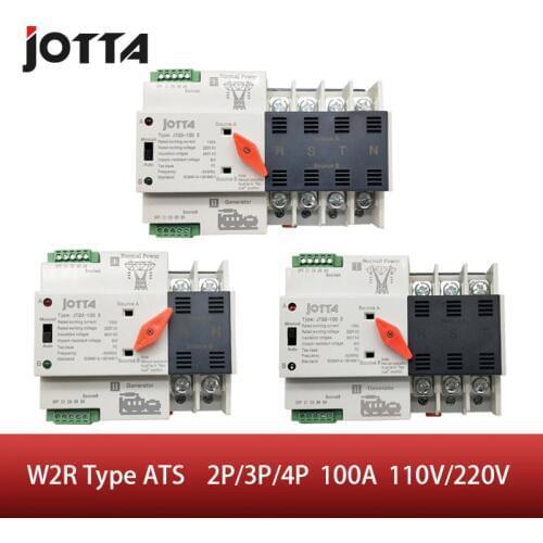 Jotta W2R-2P/3P/4P 100A 110V/220V Mini ATS Automatic Transfer Switch Electrical Selector Switches Dual Power Switch