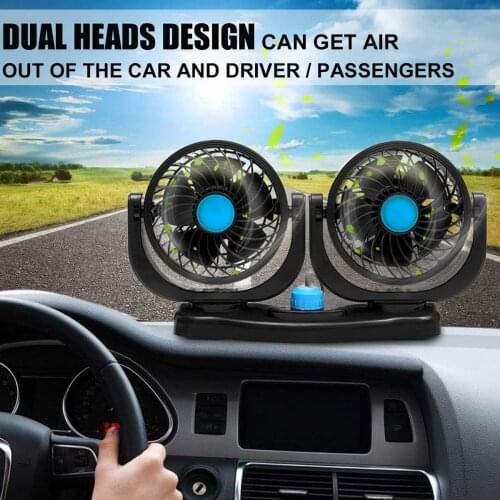 12V dual head car fan portable car truck 360 degree automatic cooler energy saving car cooler mini electric car fan