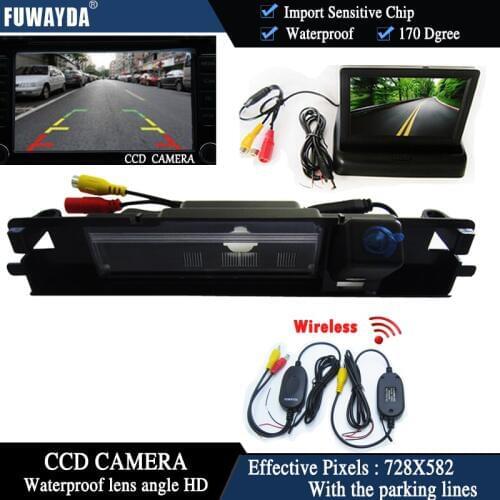 FUWAYDA Car LCD Monitor 4.3"Foldable LCD Monitor Car Rearview Backup Camera for Car Rearview Camera for Toyota Yaris 2006-2012