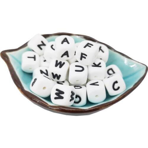 5pc Silicone Alphabet English Letter Beads 12mm Pacifier Chain Letter Bead for Name on Bracelet Necklace Teether Toy BPA Free