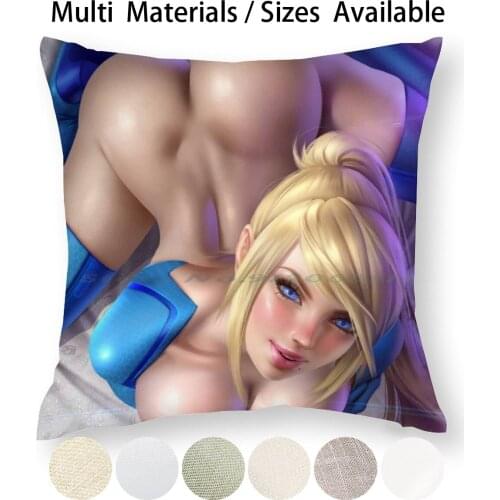 Samus Lewd Waifu Gamer Girl Pillow Case Throw Pillow Cover Cotton Linen Flax Metroid Hentaii Ecchi Nhentai Lewd Anime Lewds