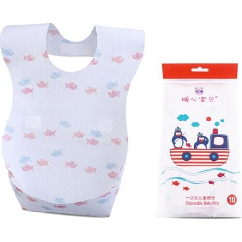 10Pcs Baby Bibs Waterproof Non-Woven Fabric Disposable Baby Toddler Bibs Feeding Saliva Apron Paper Babador