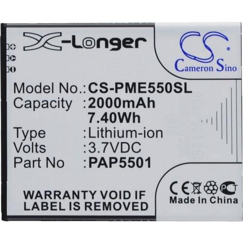 CS 2000mAh / 7.40Wh battery for Prestigio MultiPhone 5501 Duo, PAP5501 PAP5501