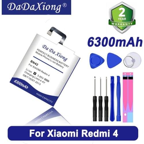 Da Da Xiong 6100mAh BN42 Battery for Xiaomi Redmi 4 Battery Xiaomi Hongmi 4 for 2G RAM 16G ROM Edition Mobile Phone Battery