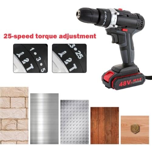 48VF Electric Drill Impact Drill Cordless Screwdriver Lithium Battery Cordless Drill Wrench Wireless Electric Drill 21V For Home