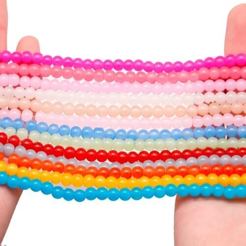 65pcs 6mm Candy Color Crystal Glass Beads Smooth Round Loose Spacer Beads For Jewelry Making DIY Necklace & Bracelet