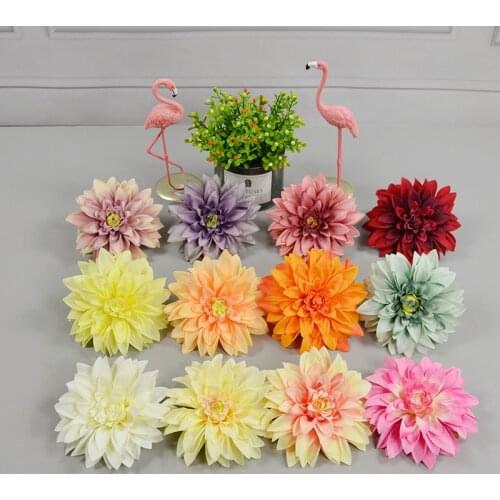 13CM 12Colors Artificial Silk Dahlia Flower Head For DIY Flowers Bouquet Retro Decorative Party Decoration Wedding Wall Home