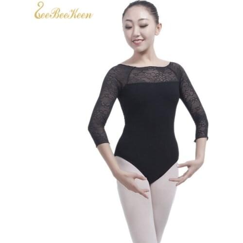 Half Sleeved Lace Gymnastics Leotard Ballet Dance Costume Professional Ballet Leotards For Women Adult Ballerina Dancing Clothes