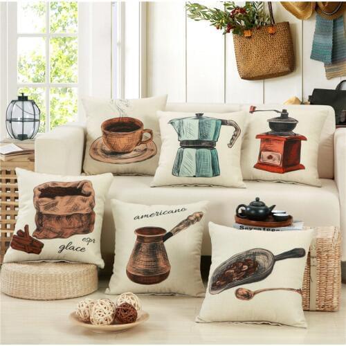 Hap-deer linen cottom Printed Cushion for Sofa Car Seat dining room Coffee housewarming gift Throw Pillow retro Home Decorative