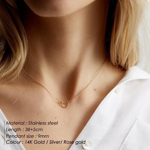 Trendy Women Pendant Necklace Circle Short Party Stainless Steel Necklace Chokers Girl Jewelry For Girlfriend Gift