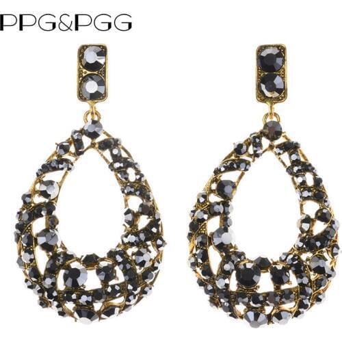 PPG&PGG Retro Color Alloy Water Drop Shape Fashion Earrings Bijoux For Women Charm Jewelry Statement Wedding Dangle Earrings