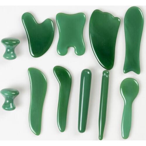 Jade Guasha Board Gouache Scraper Acupuncture Massage Face Lifting Stone Guasha Scraping Board Jade Facial Eye Massage Tool