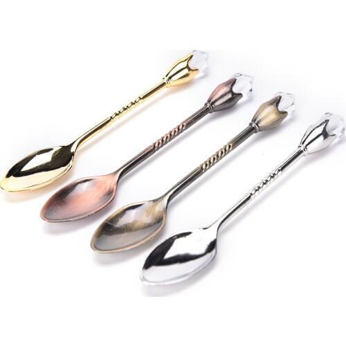 New Dessert Coffee Spoon Vintage Decorative Cucharas Coleccionables Mini Small Spoon Retro Crystal Spoon Vintage