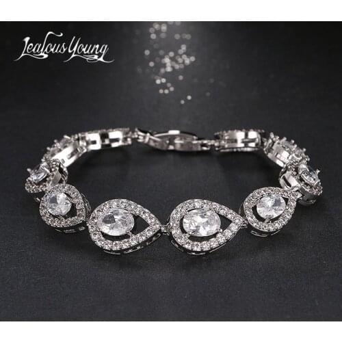 New Arrival Water Drop Zircon Charm Bracelet Hallow Round Crystal Wedding Bracelets for Party Gifts for Women Jewelry