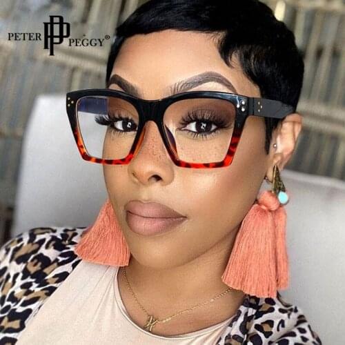 Fashion Square Eyeglasses Woman Classic Leopard Large Frame Glasses Frame For Men Glasses Euro American Style Luxury Eyewear