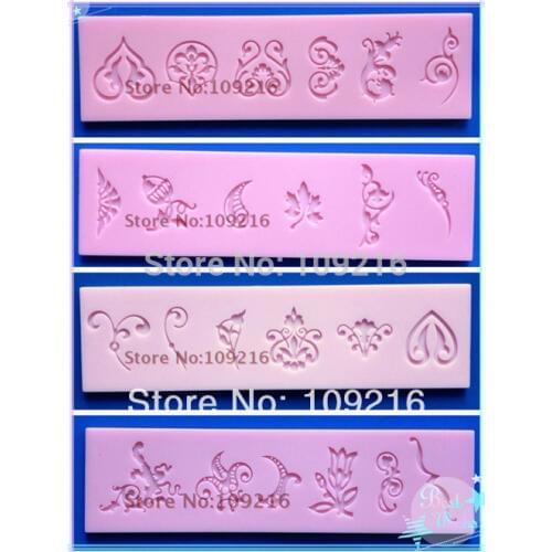 Wholsale!!4pcs/set New Pretty Four Style Hollow Bud Silk Lace Silicone Handmade Fondant/Cake Decorating DIY Mold