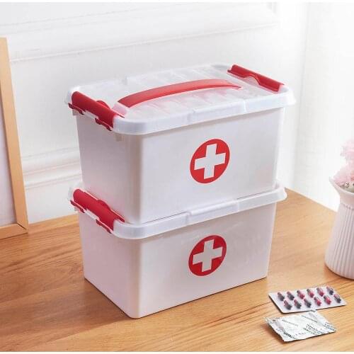 Portable Double Layers Medicine Cabinet Household First Aid Kit Medical Box Household Plastic Pill Storage Box