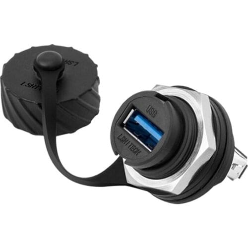 LSHITECH Industrial Waterproof USB Connector Female Socket PCB Panel USB 3.0 Solder/Straight Data Adapter for Automobiles Robot