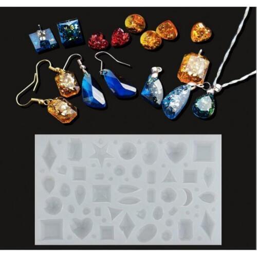 Rectangle Cabochon Silicon Pendant Molds For Epoxy Resin crystal 43 Patterns Mold Making Jewelry tools Art Making DIY