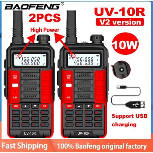 2 Pcs Baofeng walkie-talkie UV10R 10km CB ham radio 128 channel VHF UHF dual frequency two-way Baofeng UV 10R better than UV5R