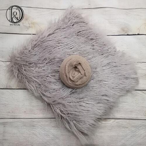 Don&Judy 2pcs/set Newborn Props 75x50cm Fur Blanket +140x30cm Wrap Background Blankets Basket Stuffer Infant Prop Fotografia
