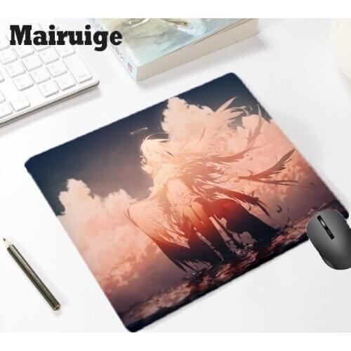Mairuige White Wing Angel Girl Desk Mat Rubber Non-slip Gaming Small Mouse Pad Anime Desktop Computer Laptop Gaming Accessories