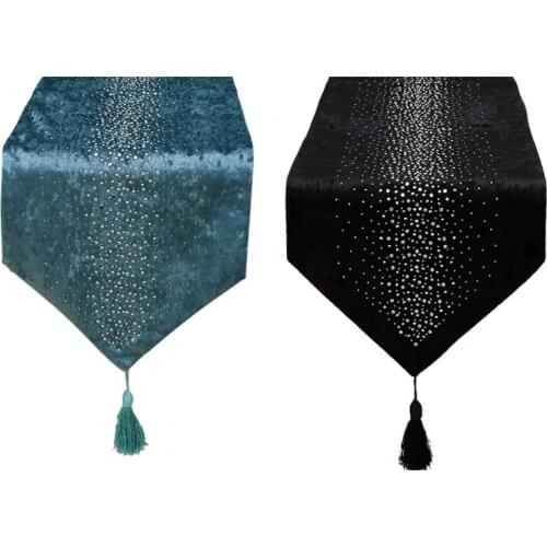 Luxury Ironing Rhinestones Table Runner Tablecloth with Tassel Placemat Desk Mat N0PA