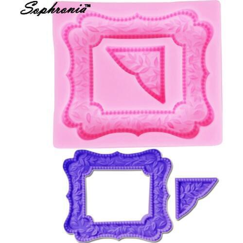 Sophronia M374 Retro Frame Silicone Mold Cooking Tools Chocolate Border Relief Cupcake Stencil Christmas Cake Decorating Moulds