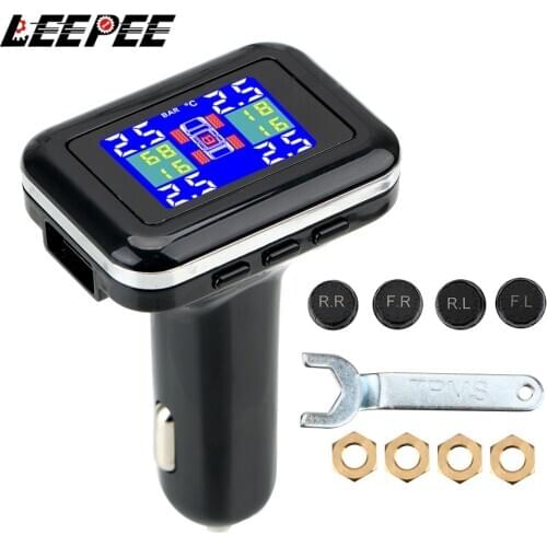 TPMS Car Tire Pressure Alarm Monitor System LCD Display 4 External Sensors Tyre Pressure Temperature Warning Security Systems