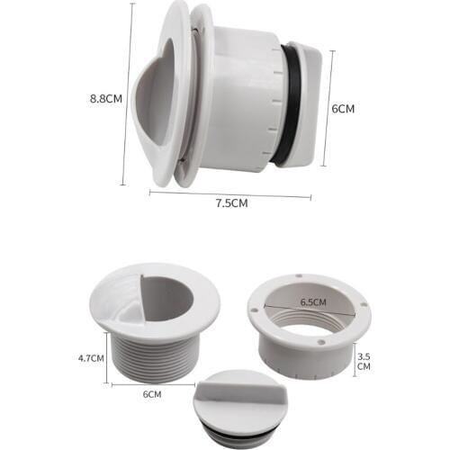 60mm Boat Scupper Valve Outlet Plastic Marine Water Drain Plug & Seal Ring For Yacht Speedboat Etc Boat Accessories Marine