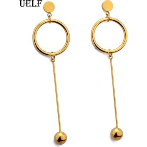 Uelf 2019 new Fashion Earrings Punk Simple Gold Long Section Tassel Pendant Size Circle Earrings For Ladies Gifts Wholesale