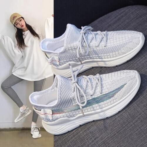 Coconut Shoes Woman 2020 Breathable Flying Woven Casual Sport Shoes Women INS Running Shoe Korea Students Faves Black Grey