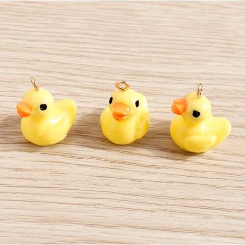 10Pcs 18X21mm Cute Duck Resin Earrings Charms DIY Findings Kawaii 3D Keychain Necklaces Bracelets Pendants for Jewelry Making
