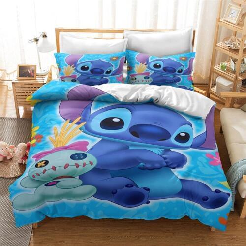 2020 Disney Lilo Stitch Bedding Set Children Duvet Covers Pillowcases Cartoon bed set 2 3 4 pcs