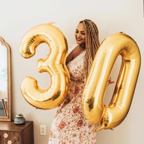 40inch Number Aluminum Foil Balloons Rose Gold Silver Digit Figure Balloon Child Adult Birthday Wedding Decor Party Supplies