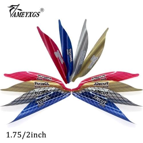 50pcs 1.75/2inch Archery Arrow Feather Spiral Feathers Carbon Fiberglass Shooting Rotary Fletches Hunting Shooting Accessories