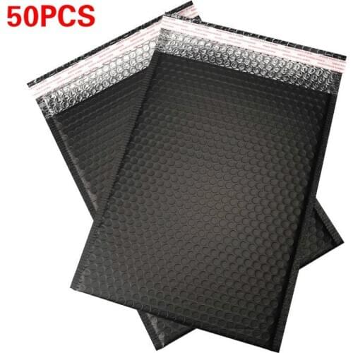 50pcs/lot Black Poly Bubble Mailers Shipping Envelopes Padded Mailing Bag Self Sealing Christmas Package Gift Bags 15*18+4cm