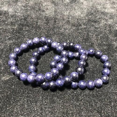 9-10mm Natural Blue Sandstone Bracelets Quartz Chakra Healing Reiki Home Decoration Stone Handicraft Decoration Bracelets