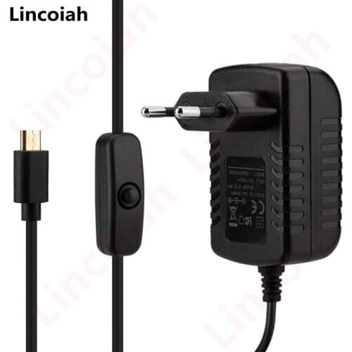 AC 100-240V DC 5V 3A Power Supply Switch Button Power Adapter Charger Micro USB Port 5 V Volt for Raspberry Pi 3 Model B+ plus