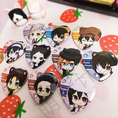 Anime Bungo Stray Dogs Nakajima Atsushi Dazai Osamu Cosplay Garniture Collect Heart-Shaped Badge For Bags Button Brooch Pin Gift