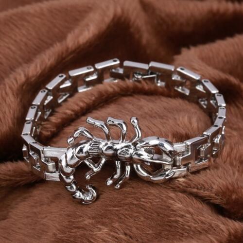 Punk Scorpion Stainless Steel Bracelet For Men Luxury Mens Charms Bangle Vintage Jewelry Chain Link Bracelet Male pulseira